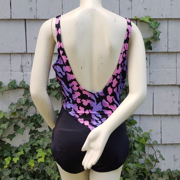 80s 90s Vintage One Piece Swimsuit Abstract Print - Picture 4 of 8